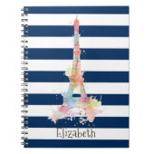 Farbenfrohe Eiffelturm Navy Blue Strips Notizblock (Vorderseite)