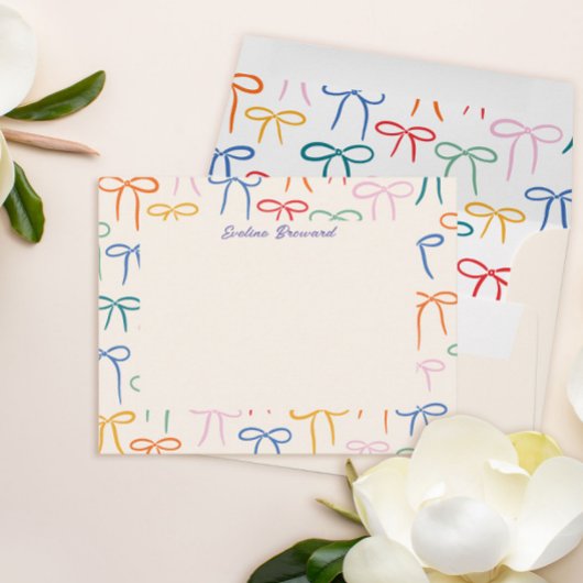 Farbenfrohe einfache Bows Personal Stationery Mitteilungskarte