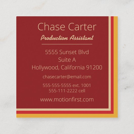 Farbenfrohe Einfache Eleganz Quadratische Visitenkarte (Rückseite)