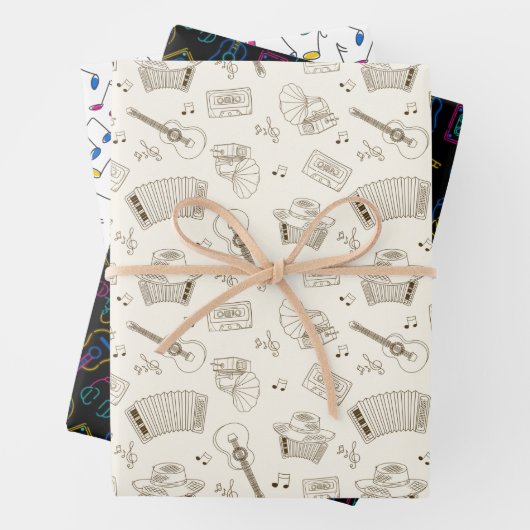 Farbenfrohe einfache Musik Geschenkpapier Set (Beispiel)