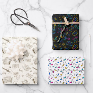 Farbenfrohe einfache Musik Geschenkpapier Set