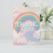 Farbenfrohe, einfache Regenbogen und Wolken Dankeskarte (Stehend Vorderseite)
