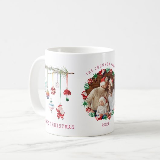 Farbenfrohe, einfache Weihnachts-Foto-Kalender Kaffeetasse (Vorderseite Links)
