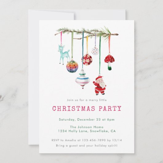 Farbenfrohe einfache Weihnachtsfeier Party Einladung (Vorderseite)