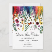 Farbenfrohe einfache Wildblumen Save The Date (Vorderseite)