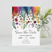 Farbenfrohe einfache Wildblumen Save The Date (Stehend Vorderseite)