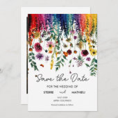 Farbenfrohe einfache Wildblumen Save The Date (Vorne/Hinten)