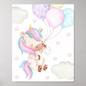 Farbenfrohe Einhorn, Balloons, Sterne, Girl Kinder Poster (Vorne)