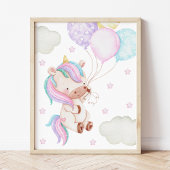 Farbenfrohe Einhorn, Balloons, Sterne, Girl Kinder Poster