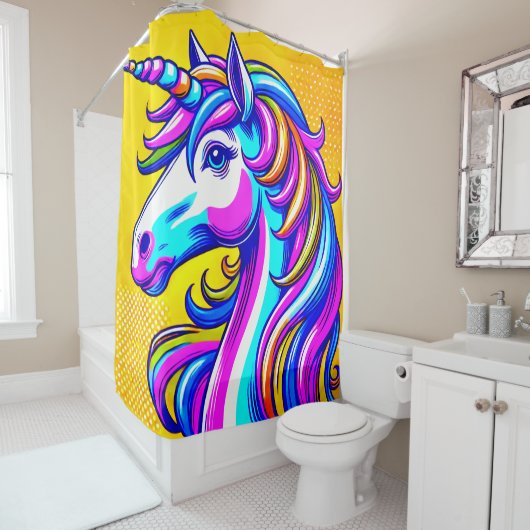 Farbenfrohe Einhorn Duschvorhang (Beispiel)