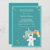 Farbenfrohe Einhorn Einladung zum Geburtstag (Vorne/Hinten)