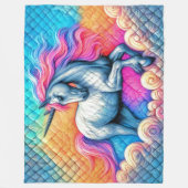 Farbenfrohe Einhorn Fleecedecke (Vorderseite)