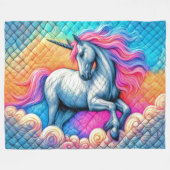 Farbenfrohe Einhorn Fleecedecke (Vorderseite (Horizontal))
