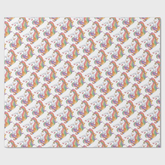 Farbenfrohe Einhorn Geschenkpapier (Flach)