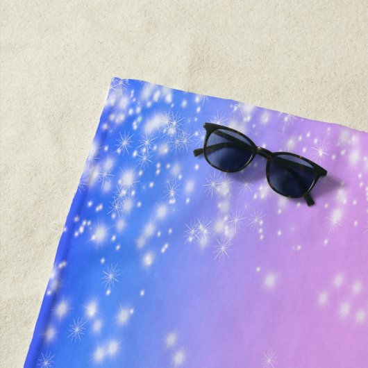 Farbenfrohe Einhorn-Glitzer personalisieren Strandtuch (Beispiel)