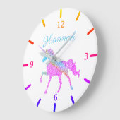 Farbenfrohe Einhorn Große Wanduhr (Winkel)