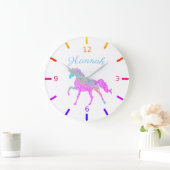 Farbenfrohe Einhorn Große Wanduhr (Zuhause)