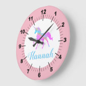 Farbenfrohe Einhorn Große Wanduhr (Winkel)