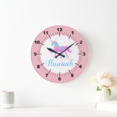 Farbenfrohe Einhorn Große Wanduhr (Zuhause)