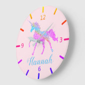 Farbenfrohe Einhorn Große Wanduhr (Winkel)