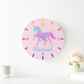 Farbenfrohe Einhorn Große Wanduhr (Zuhause)
