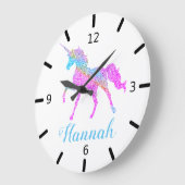 Farbenfrohe Einhorn Große Wanduhr (Winkel)