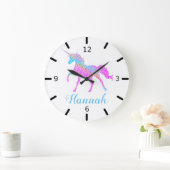 Farbenfrohe Einhorn Große Wanduhr (Zuhause)