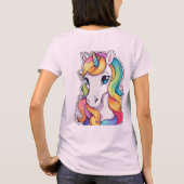 Farbenfrohe Einhorn-Illustration T-Shirt (Rückseite)
