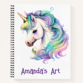 Farbenfrohe Einhorn Kinder Personalisierte Skizze Notizblock (Vorderseite)