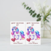 Farbenfrohe Einhorn Kinderkarte Valentine Postkarte (Stehend Vorderseite)