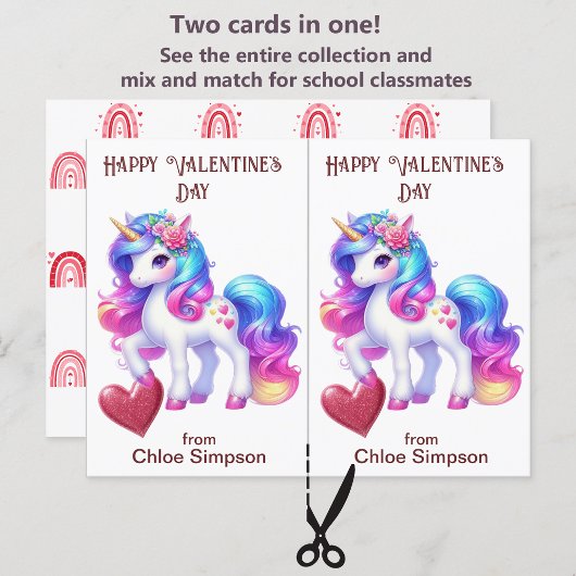 Farbenfrohe Einhorn Kinderkarte Valentine Postkarte
