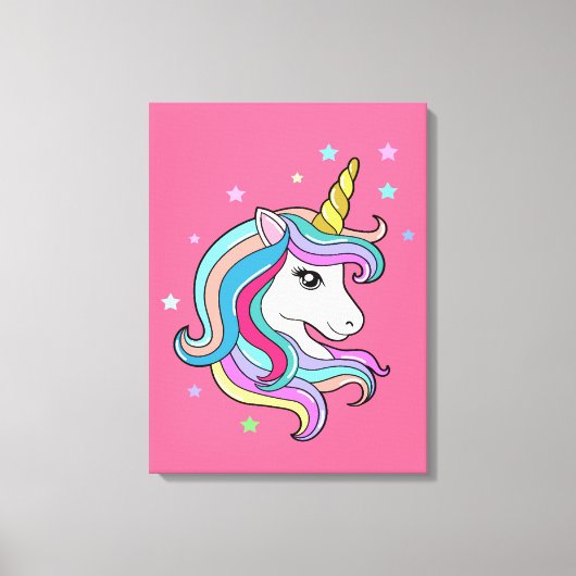 Farbenfrohe Einhorn Leinwanddruck (Vorderseite)