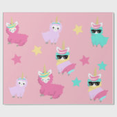 Farbenfrohe Einhorn Llama Llamacorn Niedlich Geschenkpapier (Flach)