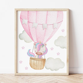 Farbenfrohe Einhorn, Luftballon, Sterne, Girl-Kind Fotodruck