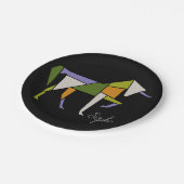 Farbenfrohe Einhorn - Modernes Abstraktes Tangram Pappteller (Schrägansicht)