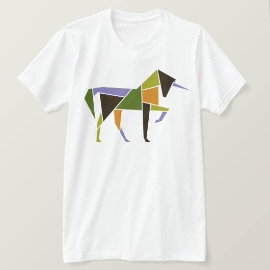 Farbenfrohe Einhorn - Modernes Abstraktes Tangram T-Shirt (Design vorne)