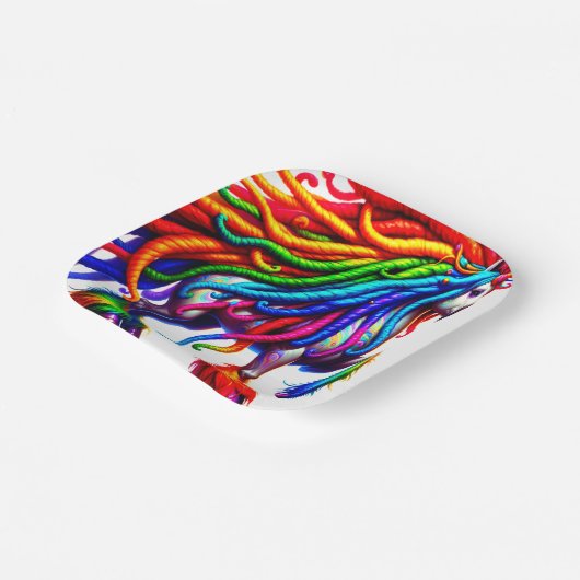 Farbenfrohe Einhorn Pappteller (Gewinkelt)