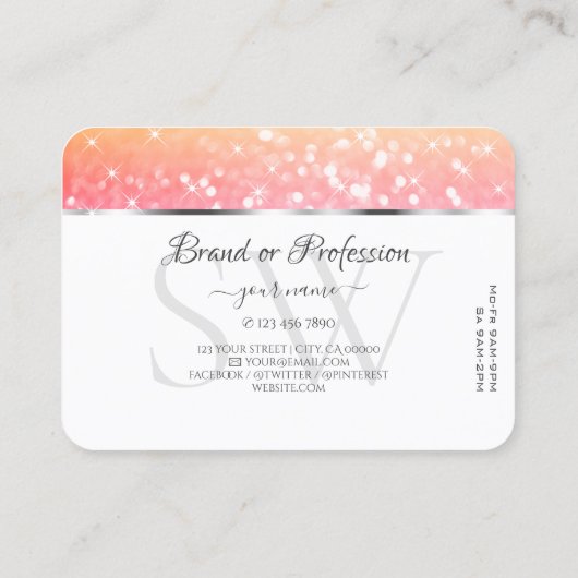 Farbenfrohe Einhorn Pastel Rainbow Glitzer Initial Visitenkarte (Rückseite)