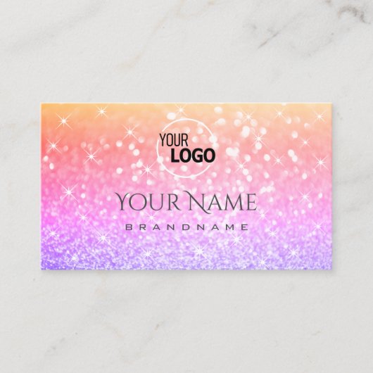 Farbenfrohe Einhorn Pastel Rainbow Glitzer Logo Visitenkarte (Vorderseite)