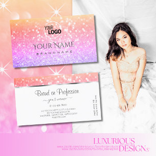 Farbenfrohe Einhorn Pastel Rainbow Glitzer Logo Visitenkarte