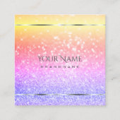 Farbenfrohe Einhorn Pastel Rainbow Glitzer Quadratische Visitenkarte (Vorderseite)