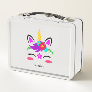 Farbenfrohe Einhorn-Personalisiert-Metal-Lunchbox Metall Brotdose