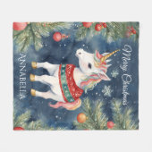 Farbenfrohe Einhorn Personalisierte Weihnachten Fleecedecke (Vorderseite (Horizontal))