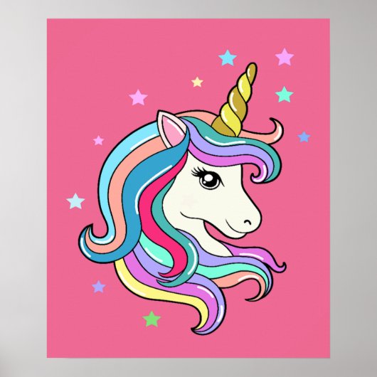 Farbenfrohe Einhorn Poster (Vorne)