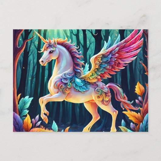 Farbenfrohe Einhorn Postkarte (Vorderseite)