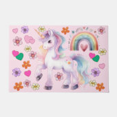 Farbenfrohe Einhorn-Regenbogen-Blume Kinderzimmer Fußmatte (Vorderseite)