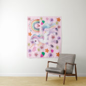 Farbenfrohe Einhorn-Regenbogen-Blume Kinderzimmer  Wandteppich (Beispiel)