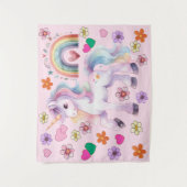 Farbenfrohe Einhorn-Regenbogen-Blume Kinderzimmer Wandteppich (Vorderseite)