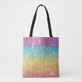 Farbenfrohe Einhorn Regenbogen Glitzer Trendy Must Tasche (Vorderseite)