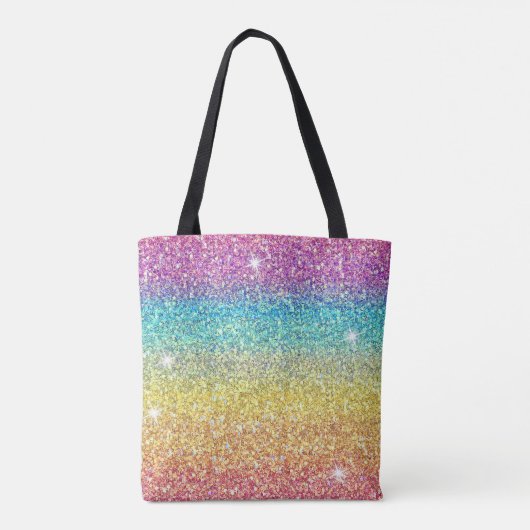 Farbenfrohe Einhorn Regenbogen Glitzer Trendy Must Tasche (Rückseite)